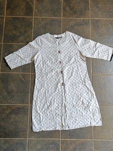White Printed Straight Kurta