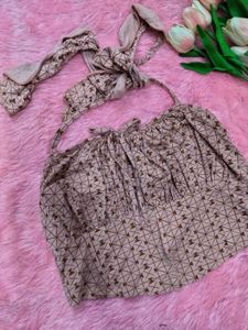 Patterned Halter Crop Top