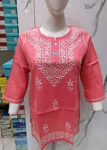 Lakhnavi Hand Embroidery Short Kurti