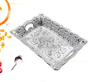 3 Traditional Design Plastic Silver Serving Tray.