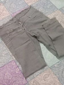Frayed Hem Grey Jeans