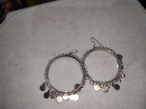 Silver Tone Dangle Hoop Earrings