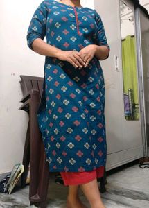 Teal Color Pure Cotton GERUA printed Kurta