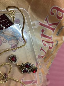 Red &amp; Pearl Indian Jewelry Set