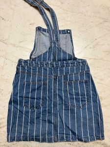 Denim Striped Pinafore Dress