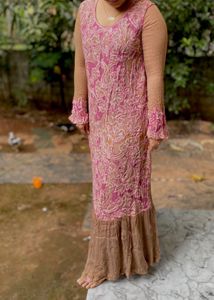 Elegant Pink Floral Ethnic Gown