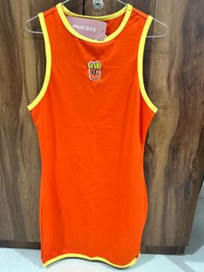 Orange Cartoon Print Dress