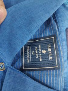 Navy Blue Full Sleeved Cotton Shirt