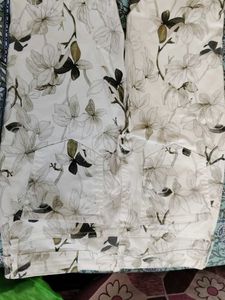 Floral Jeans (White Denim,Green Blooms)