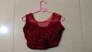 Saaree and blouse Maroon Ready to wear Predraped S