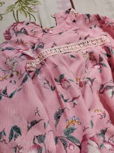 Pink Floral Long Sleeve Dress