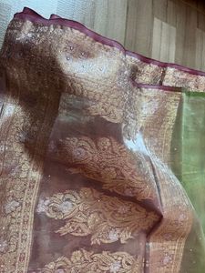 Elegant Green &amp; Gold Sari