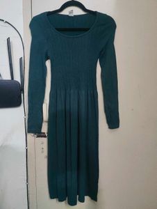 Elegant Green Knit Midi Dress