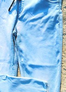Blue Cotton Pants, With Aesthetic Styling