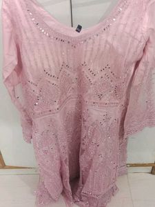 Pink Embroidered Kurta