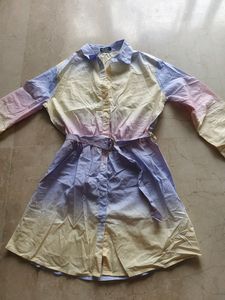 Multi-pastel Colored Sober Shirt Dress