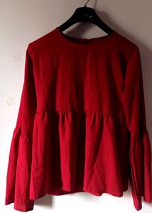 Maroon Bell Sleeves Top