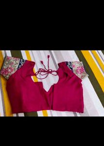 Pink And Cream Sari With Blouse