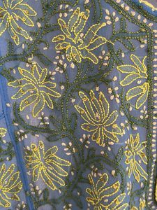 Embroidered Blue Half Kurta