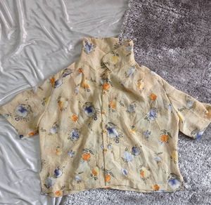 Shoulder Padded Sheer Shirt