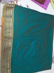 Peacock Green Kalyani Cotton Silk Saree