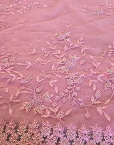 Stone Studded Pink Floral Embroidered Saree