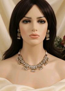 Elegant Kundan Necklace & Earring Set