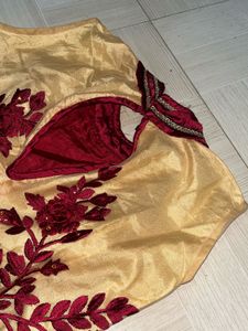 Maroon &amp; Gold Anarkali Gown