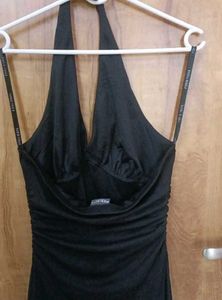 Elegant Black Halter Dress