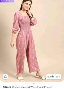 Anouk Women Mauve Floral Printed Jumpsuit
