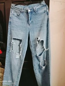 Blue Faded Ripped Denim