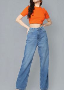 Wide Leg Denim Jeans - straight fit