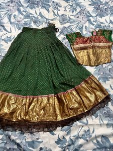 Green & Gold Indian Lehenga Choli Set