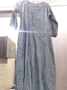 Elegant Grey Embroidered Kurta