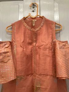 Anouk Peach Cold Shoulder Dress