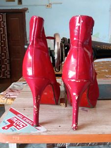 Red Lace-Up Ankle Boots