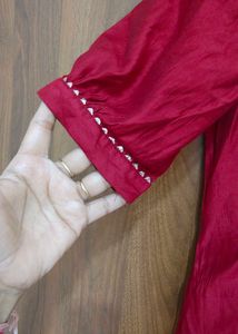 Indo Era Maroon Kurta Set (Size M)