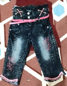 Vintage Rhinestone Capri Jeans