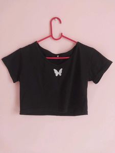 Black Butterfly Crop Top