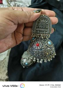 Oxidized big size Jhumka Earrings