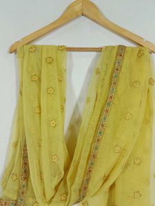 Yellow Embroidered A Line Kurta Set Women&#39;s