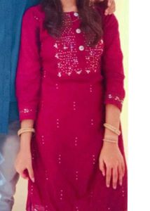 Maroon Embellished Kurti