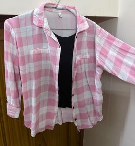 Pink Plaid Button-Down Shirt