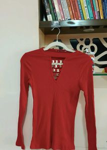 Red Long Sleeve Top