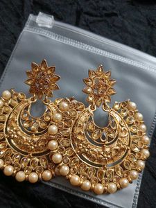 Golden Pearl Drop Earrings- Never used before