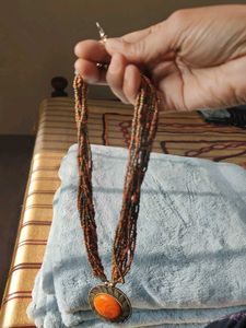 Multilayer Beads Neckpiece With Big Locket