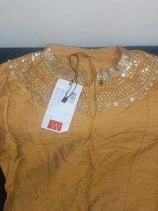 Yellow Embellished Collar Tunic
