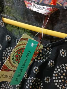 Ethnic Black Printed Straight Kurta