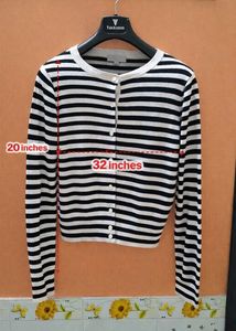 H&amp;M Striped Cardigan Sweater Top fullsleeves