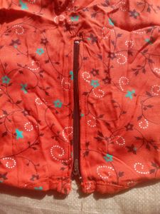 Coral &amp; Black Floral Top
